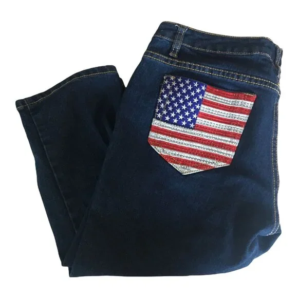 Coogi Capris Jeans Junior Size 11 12 American Flag Pockets - Picture 3 of 12